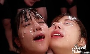 Aya Komatsu & Nagi Tsukino Sticky Bukkake Facial