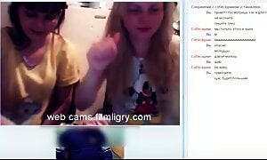 Two girlfriends staged a show for a guy