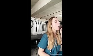 Dedeeeandreea - Horny Blonde Nurse Fucked in the Public Parking Lot - 4k