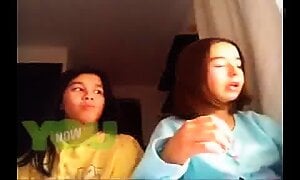 Two amateur girls flashing on webcam chat