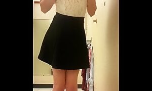 Young 18 Year old Teen Gets Caught Fucking herself with a Huge BBC Dildo in Multiple Dressing Rooms!