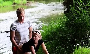 A Slut Girl in Beautiful Nature has her Mouth Full of Sperm and is Happy / Free