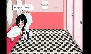 Gacha athletic friend fun in school bathroom