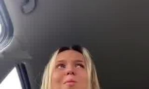 Blonde girl disgusting farts in car