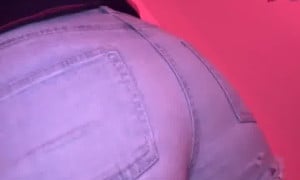 Girl farts in jean shorts