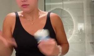 Jordyn woodruff in bathroom