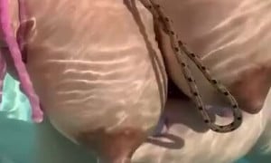 Lauri Garcia naked show big tits at the pool - new video