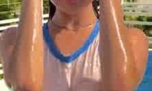 Megnut no bra in the swimming pool Naked Video