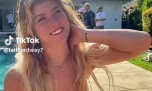 Faith Ordway in the pool