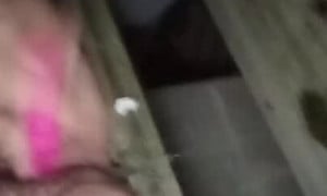 Gushing fuckhole on front steps