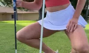 Grace Charis shows breasts at the golf course