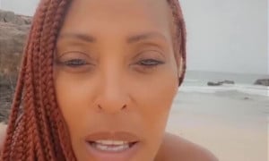 kisha chavis   - Show big boobs over sea