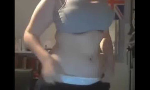Chunky Girl Shows Off Body on Webcam