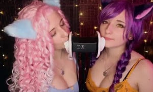 AftynRose ASMR Twin Ear Licking Patreon Video