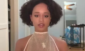 Stormi Maya Nude Sheer Mesh Top  Video 