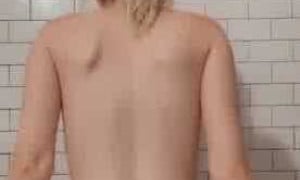 MsFire riding dildo in bathroom