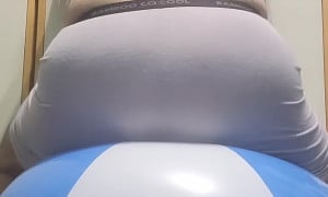 Grey underwear fart on big beach ball FAIL!