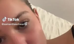 Samantha Schwartz on bed...