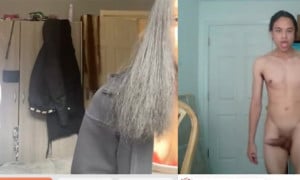 Group reaction to naked guy on cam