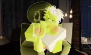 Slime girl gets filled up by her goat friend