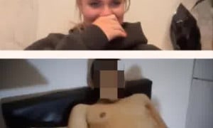 blonde watching massive cumshot