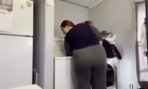 Chubby girl causally farts
