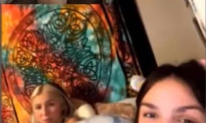 two girls watch perv cum omegle