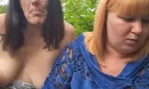 Two russian woman outdoor webcam show