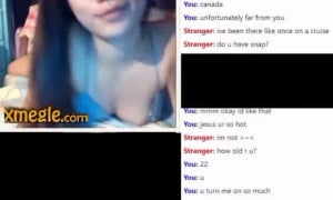 Asian babe in lingerie seduces guy in video chat