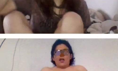 Omegle girl watches me cum on my own face