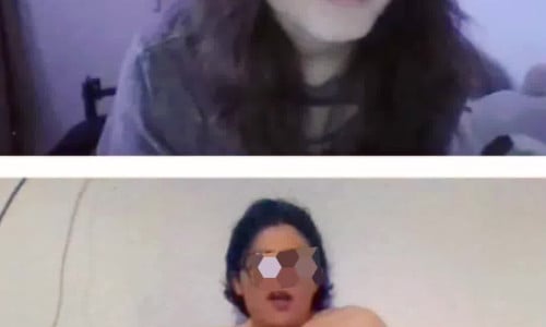 Omegle girl watches me cum on my own face