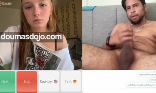 Omegle slut stripping naked and touches herself