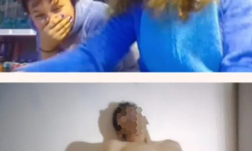 Two girls on Omegle watch in surprise as the loser wank and cums.