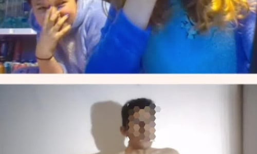 Two girls on Omegle watch in surprise as the loser wank and cums.