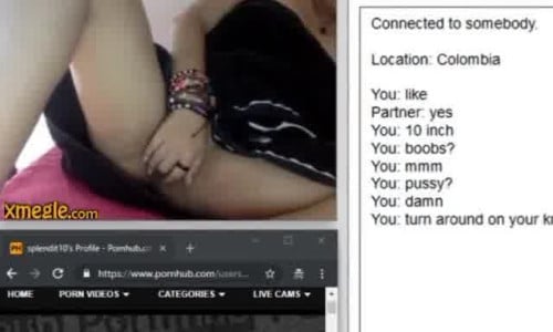 Colombian woman masturbates from behind and front