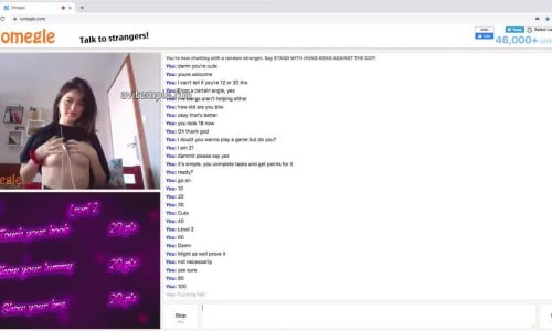 horny slut play with tits on omegle